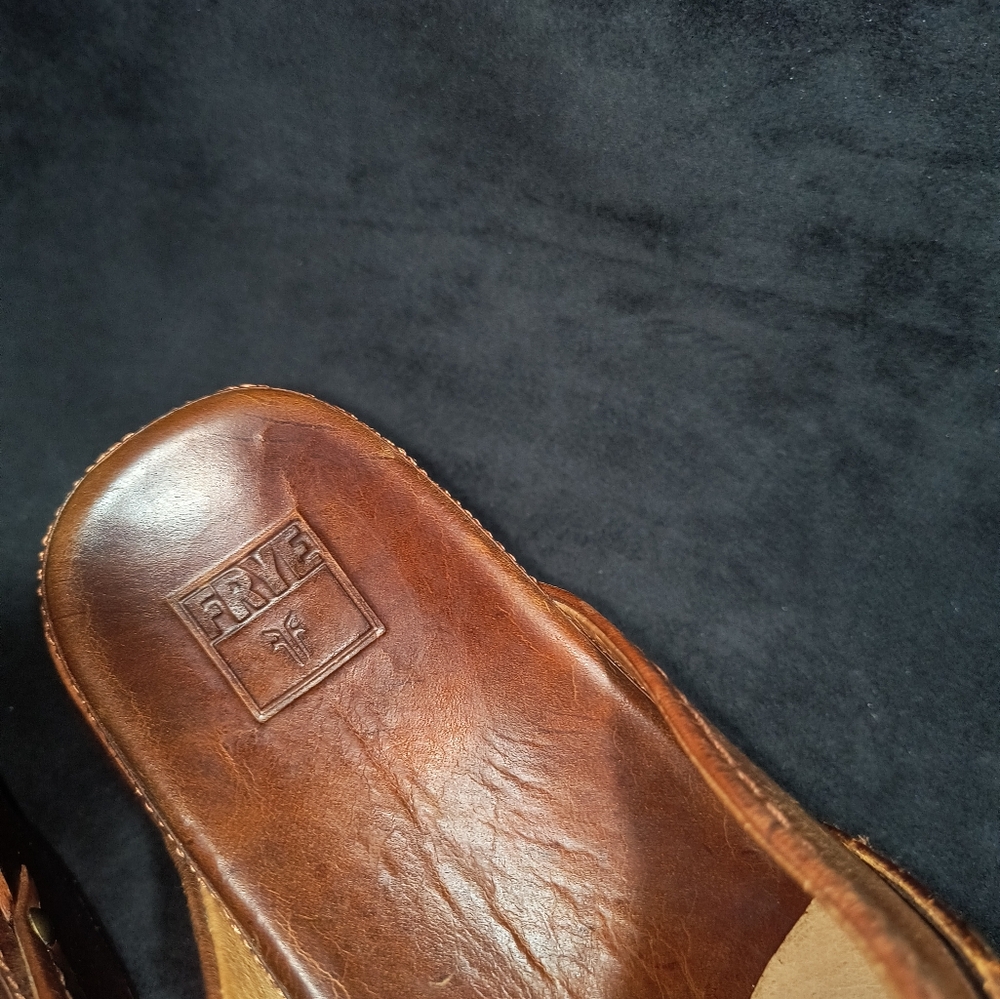 Frye Brown Leather Clogs with Brass Buckle - Picture 4 of 15